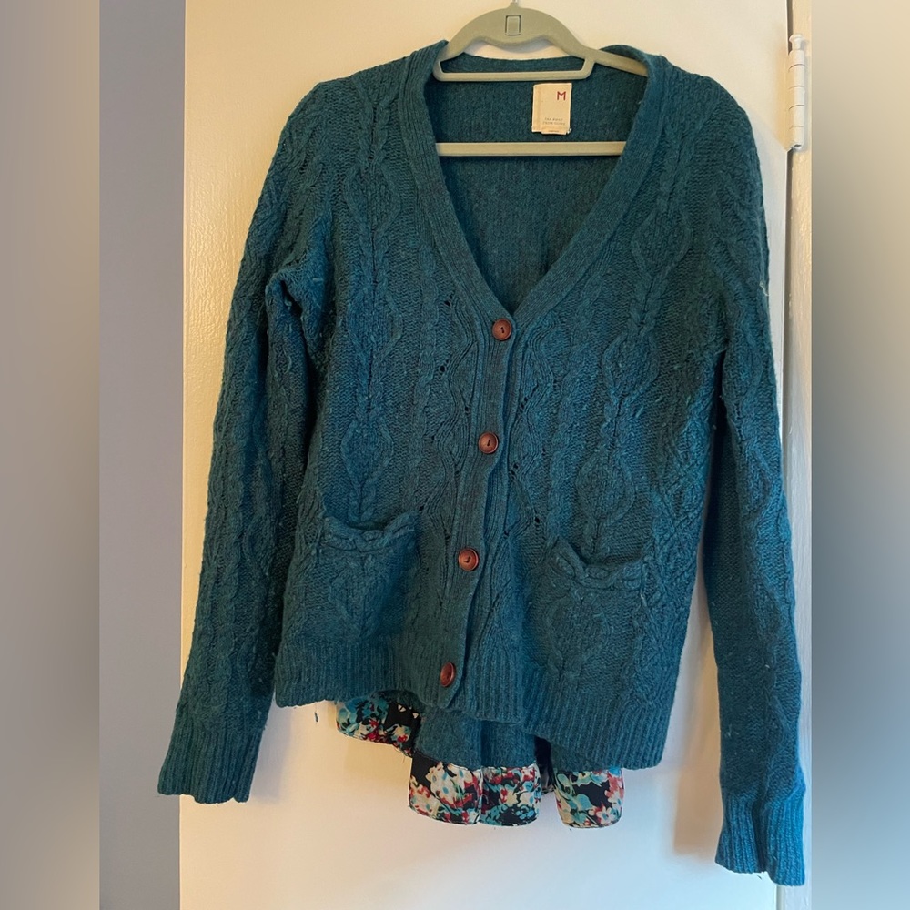 Anthropologie turquoise high low sweater. Size M
